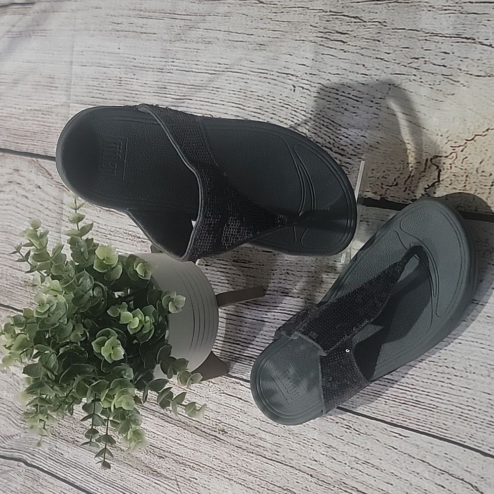 Fitflop Black Sequin Sandals - Picture 3 of 5